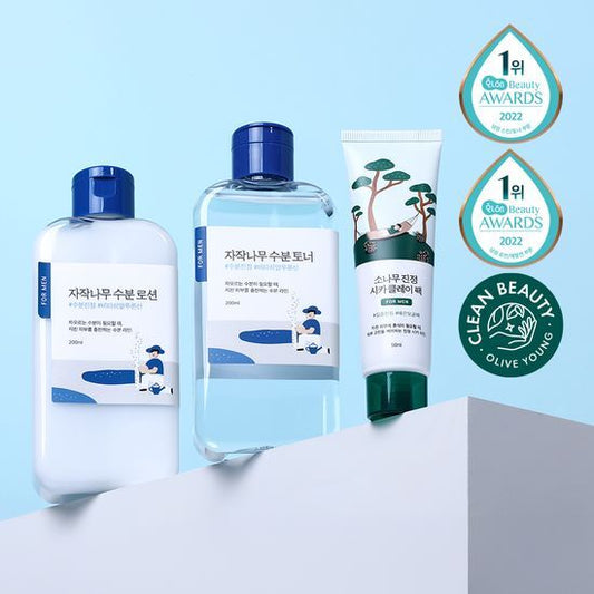 [Limited Edition] Round Lab for Men Birch Toner(200ml)/Lotion(200ml) 2 Types SET (+Clay Pack 50ml)