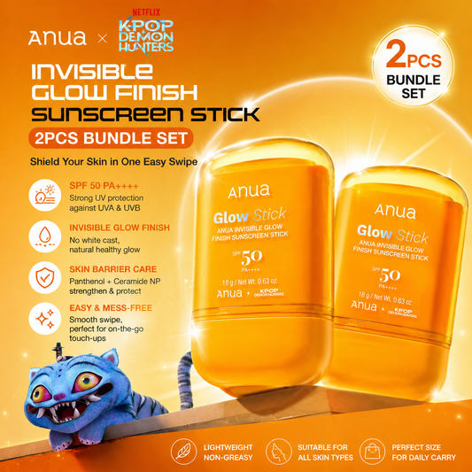 Anua - Kpop Demon Hunters Invisible Glow Finish Sunscreen Stick 2pcs Bundle Set